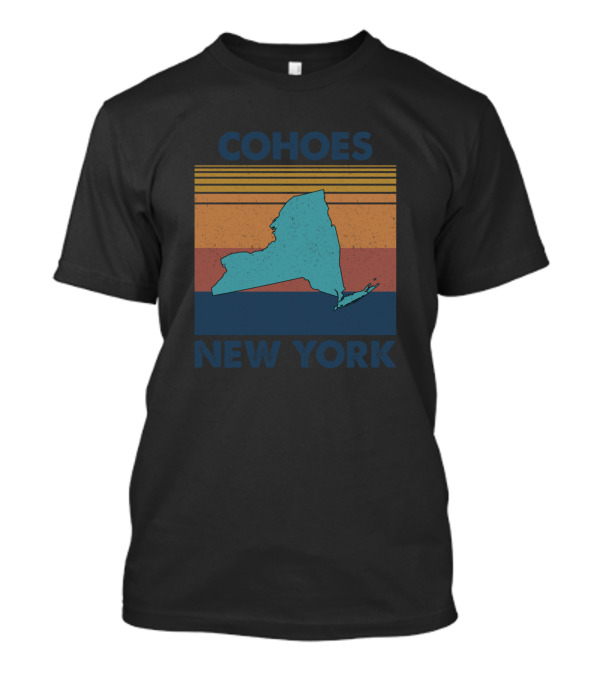 Cohoes New York Retro Vintage State Map Silhouette Stripes T-Shirt
