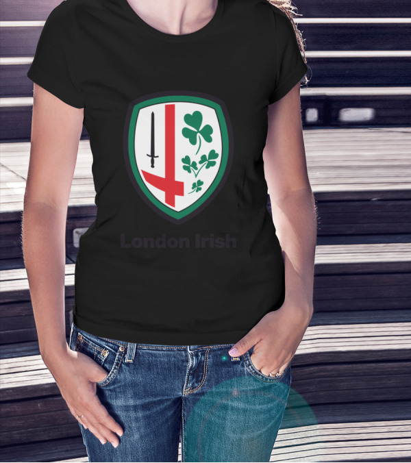 London Irish Rugby Shield With Sword And Shamrocks T-Shirt