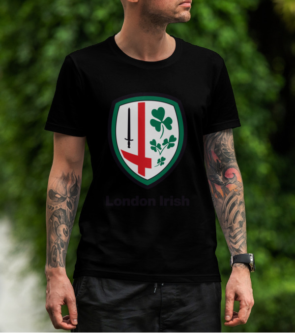 London Irish Rugby Shield With Sword And Shamrocks T-Shirt