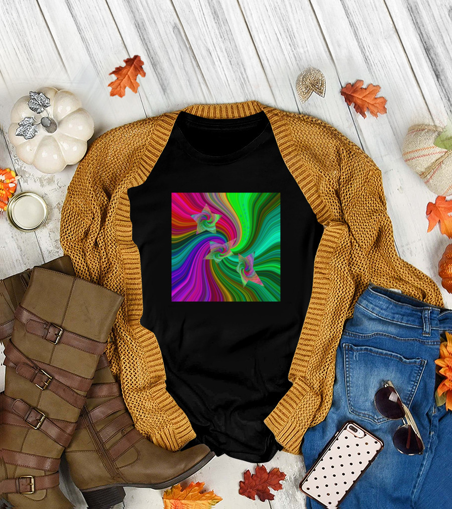 Kindness Feels Good Colorful Swirls and Stars T-Shirt