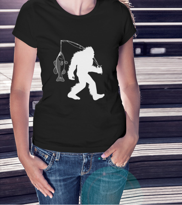Bigfoot Sasquatch Bass Fishing T-Shirt