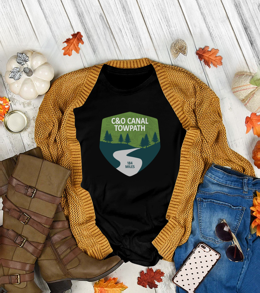 C&O Canal Towpath 184 Miles Badge Forest Pathway T-Shirt
