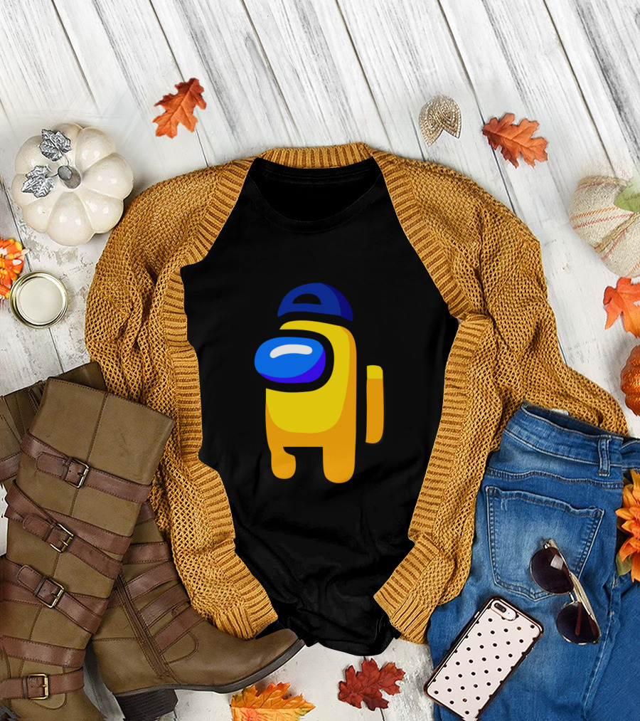 Among Us Yellow Character with Blue Cap T-Shirt