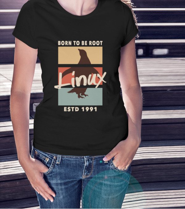 Born To Be Root Linux ESTD 1991 Retro Penguin T-Shirt