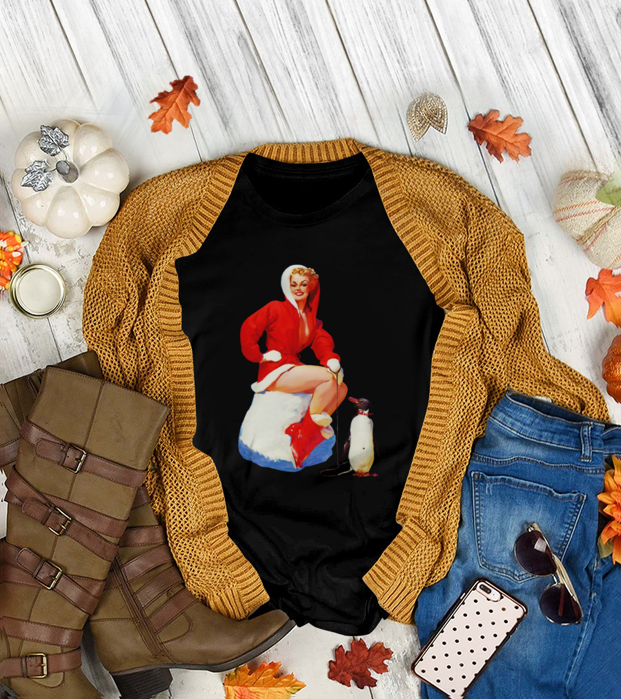 Cold Hot Winter Pin-Up with Penguin T-Shirt