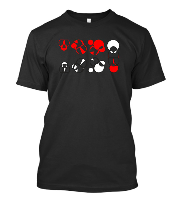 Mouse Bot Geometric Red And White Shapes T-Shirt