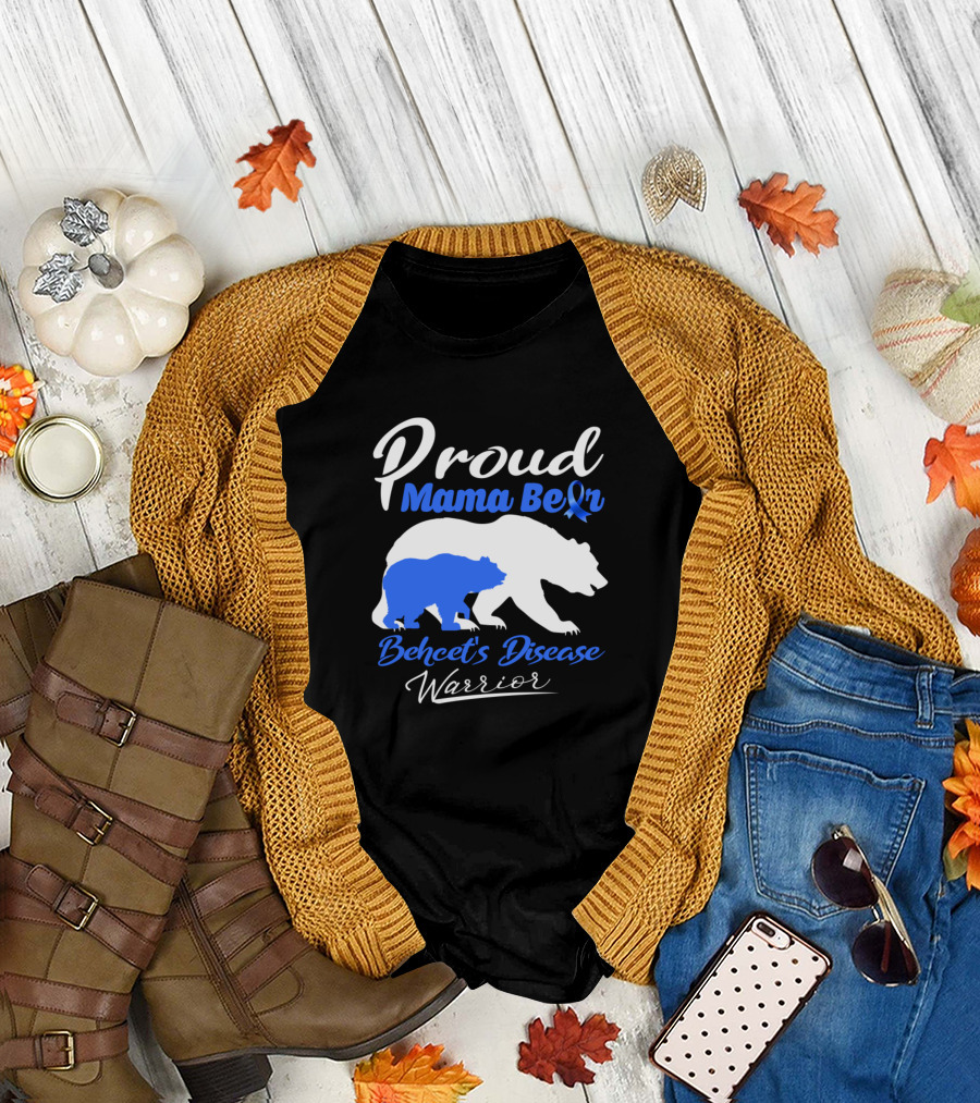 Proud Mama Bear Behcet's Disease Warrior Support T-Shirt