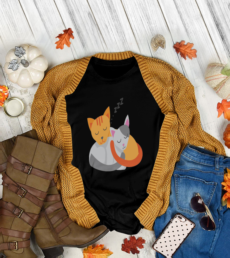Sleeping Cats Cozy Embrace Zzz T-Shirt