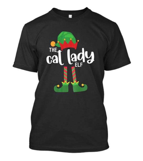The Cat Lady Elf Matching Family Christmas T-Shirt