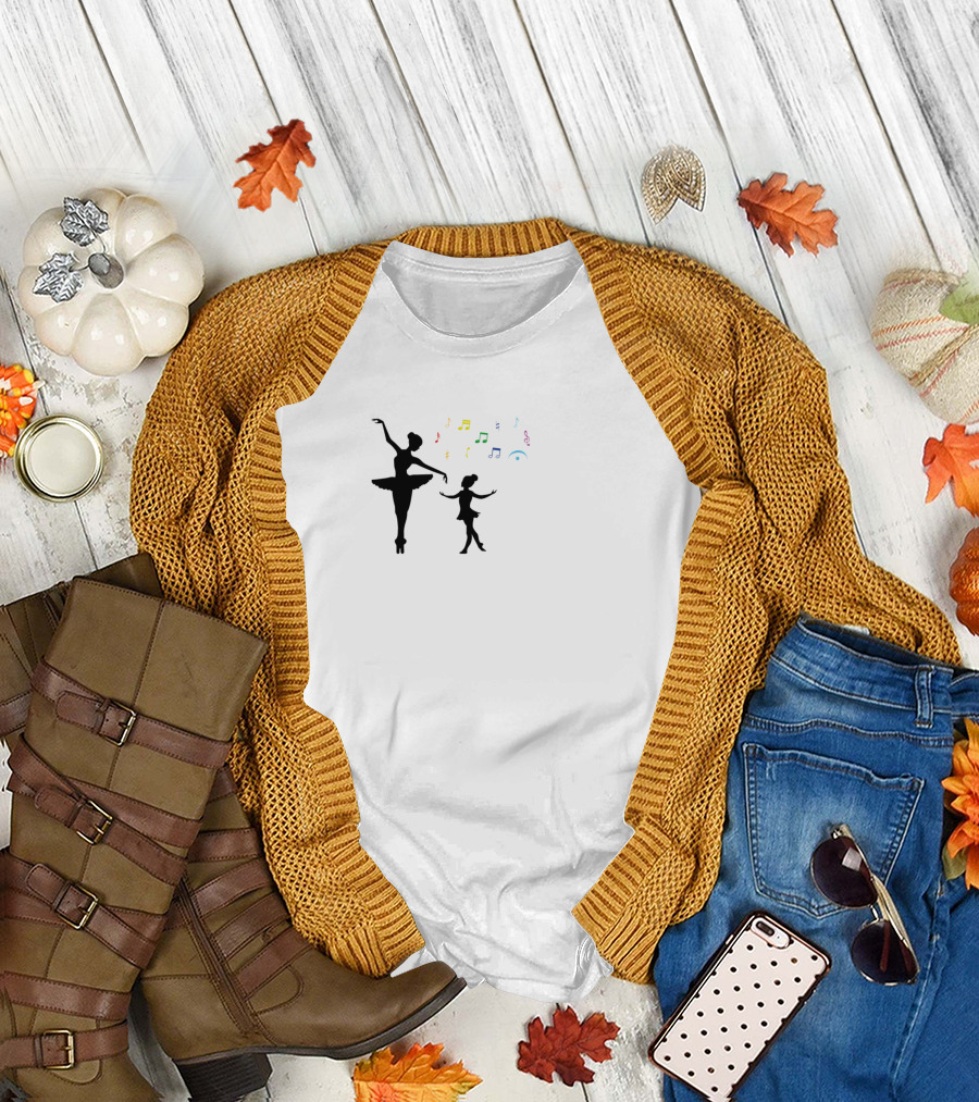 Ballerinas Dancing with Colorful Music Notes T-Shirt