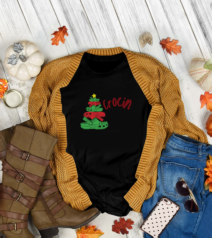 Crocin Around the Christmas Tree Crocs Christmas Tree T-Shirt