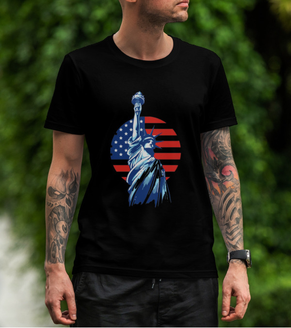 Liberty Freedom Art Rn Statue Of Liberty American Flag T-Shirt