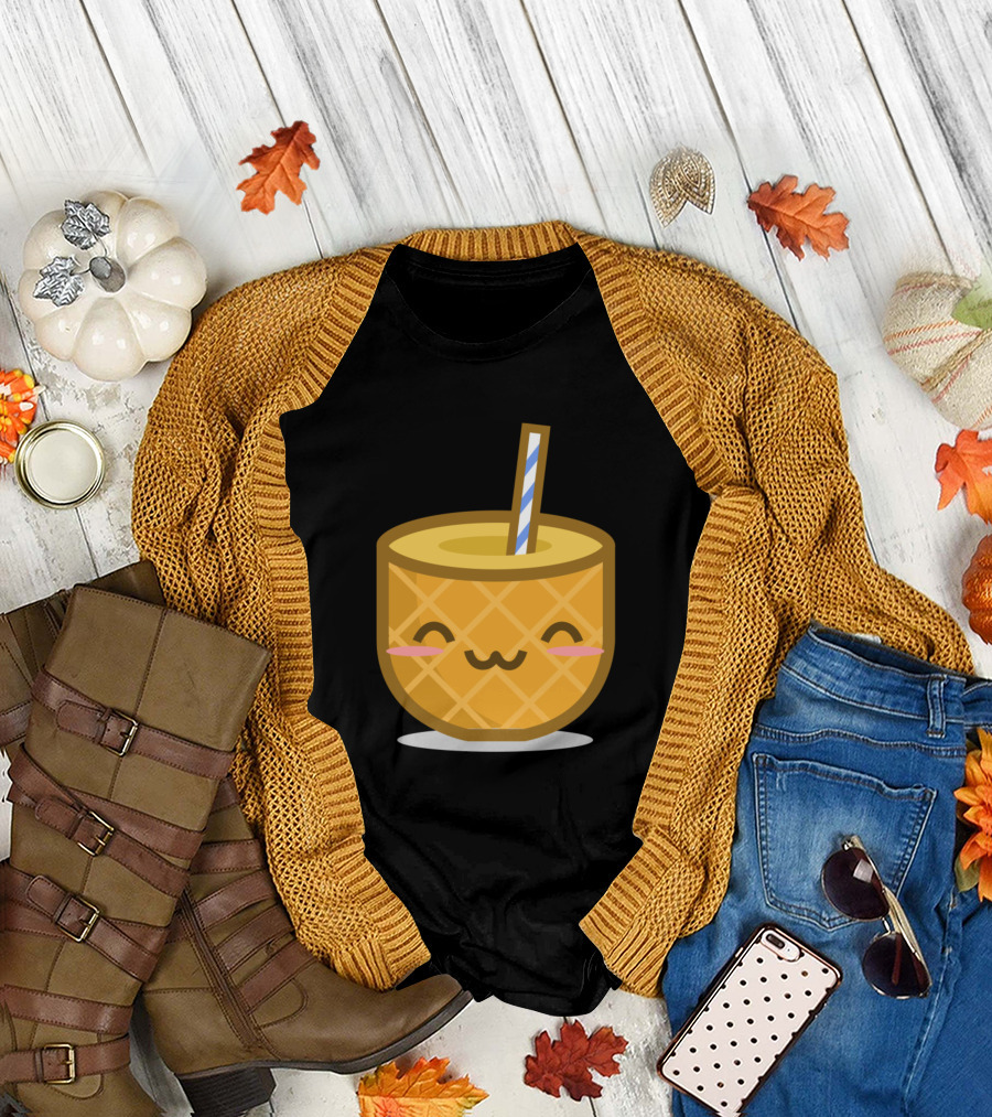 Pineapple Slurp Cute Kawaii Drink Face T-Shirt