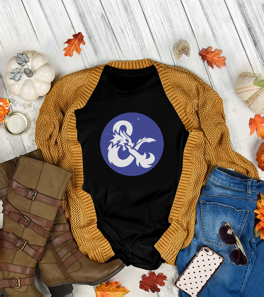 Dungeons And Dragons Ampersand Dragon Symbol Blue Circle T-Shirt