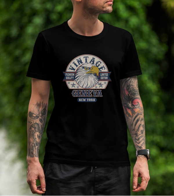 Vintage Eagle Geneva New York Premium Quality T-Shirt