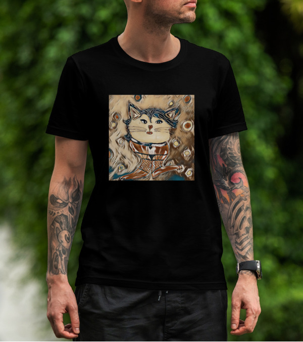 Meow Cat Lady Abstract Artful Feline T-Shirt