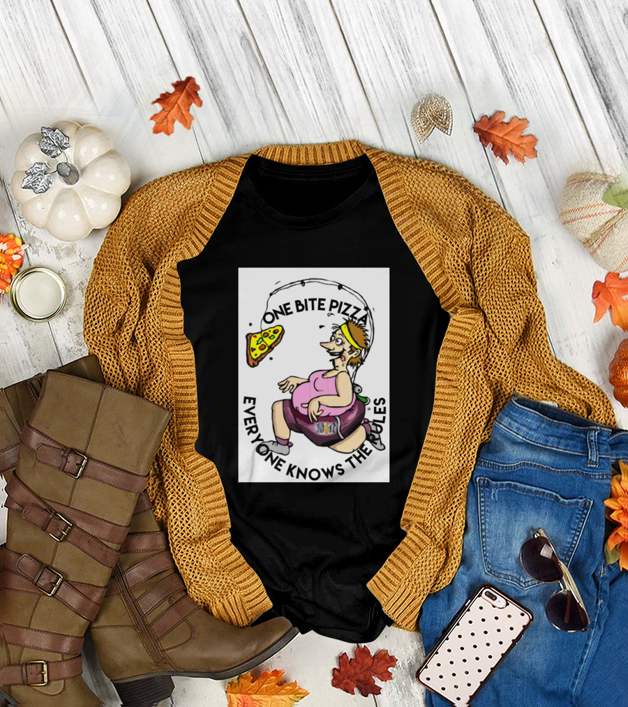 One Bite Pizza Everyone Knows The Rules Funny T-Shirt