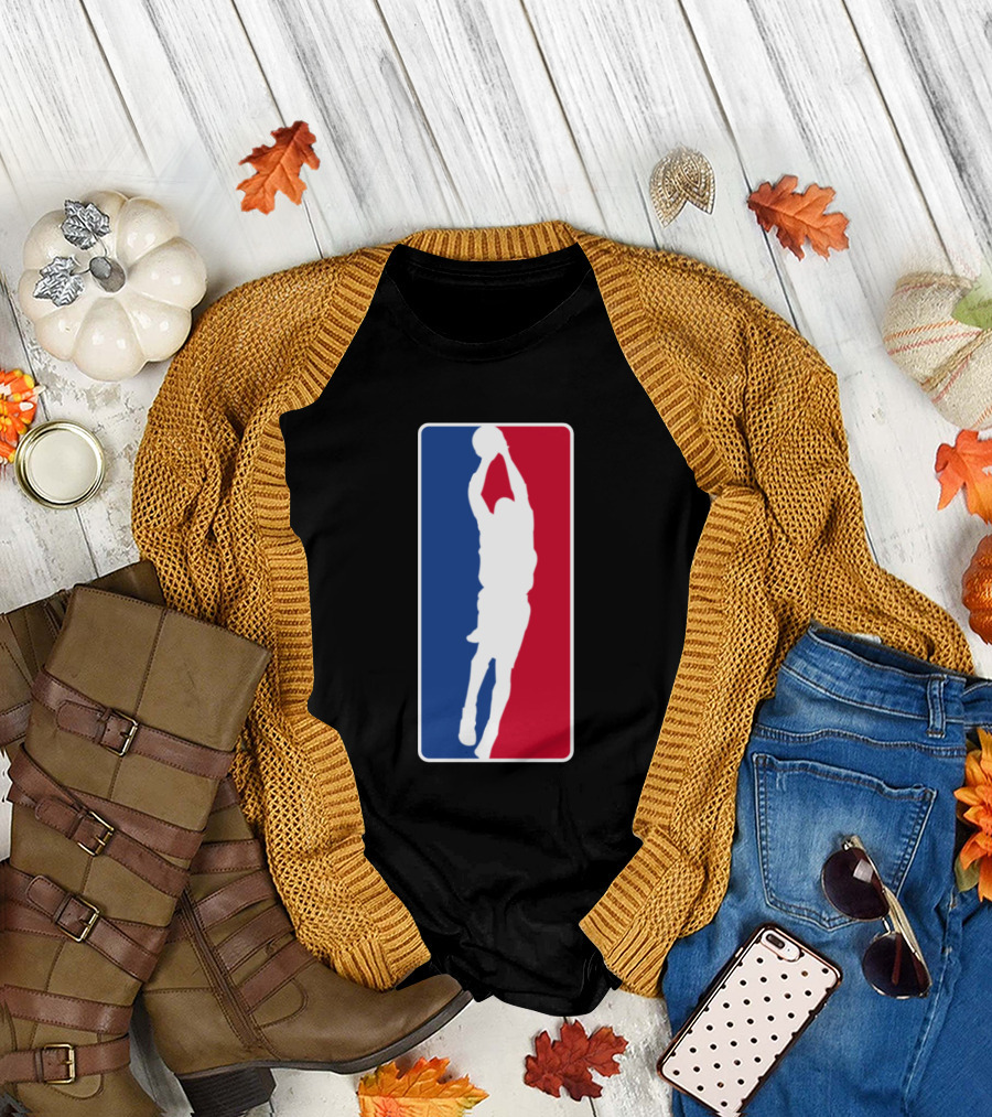Kobe Bryant Jump Shot Silhouette Custom NBA Red Blue White T-Shirt