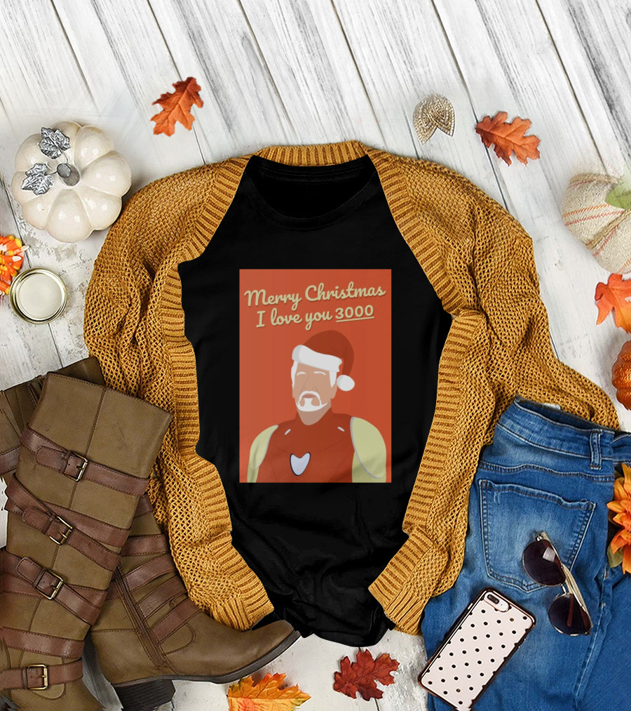 Merry Christmas I Love You 3000 Tony Stark Santa T-Shirt