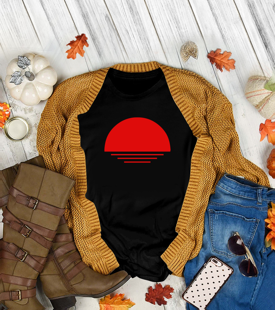 Minimalist Simple Red Sunset Aesthetic Horizon T-Shirt