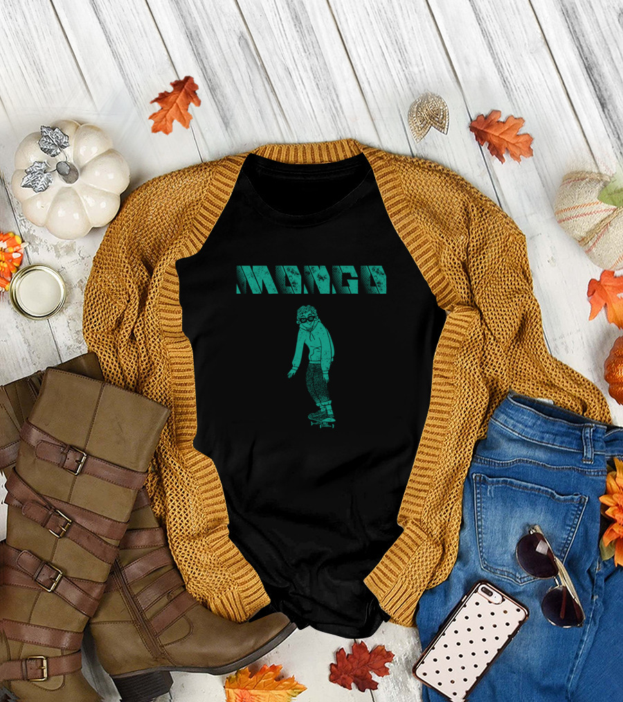 Mongo Retro Blue Skater Boy Skateboarder T-Shirt