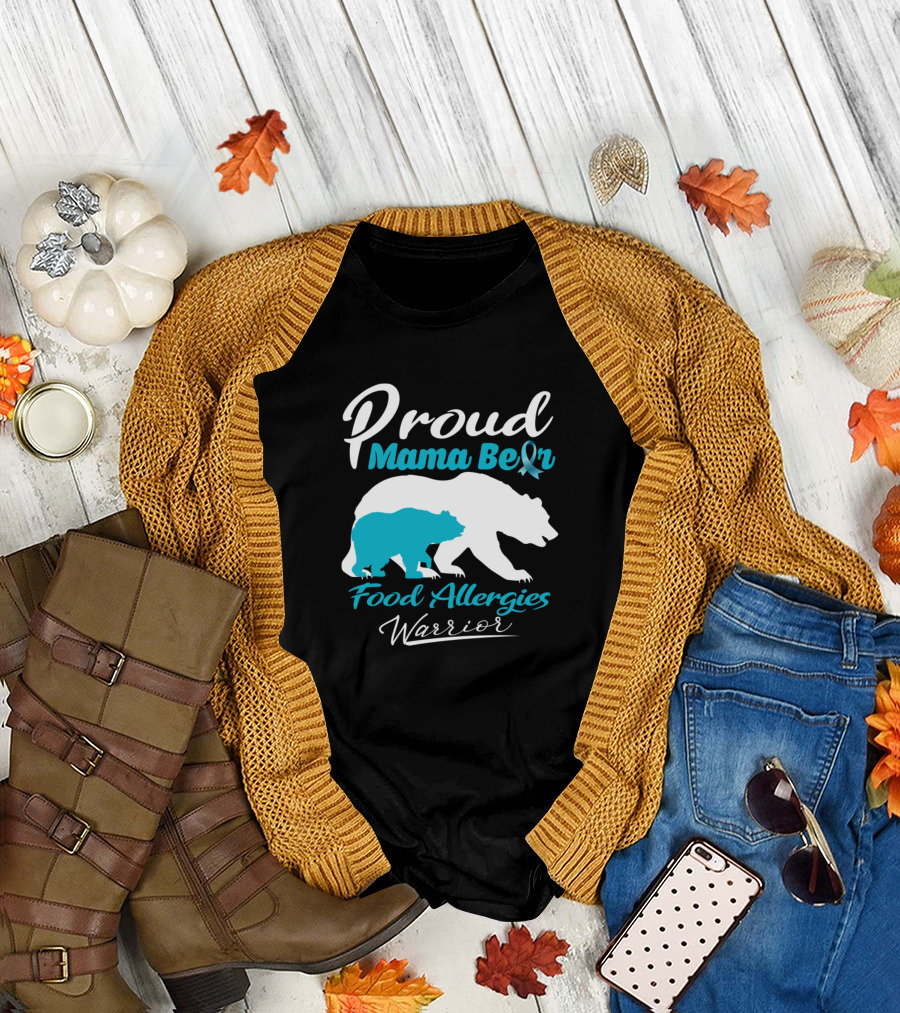 Proud Mama Bear Food Allergies Warrior T-Shirt