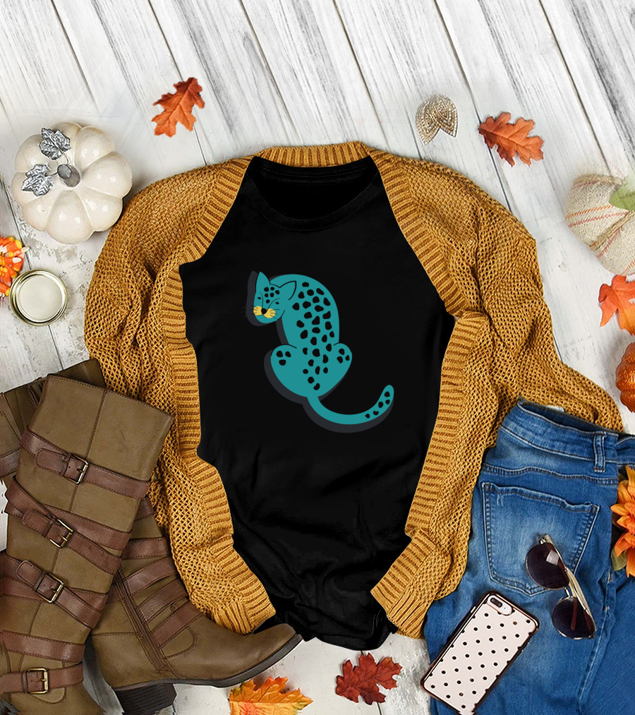 Teal Leopard Wild Feline T-Shirt