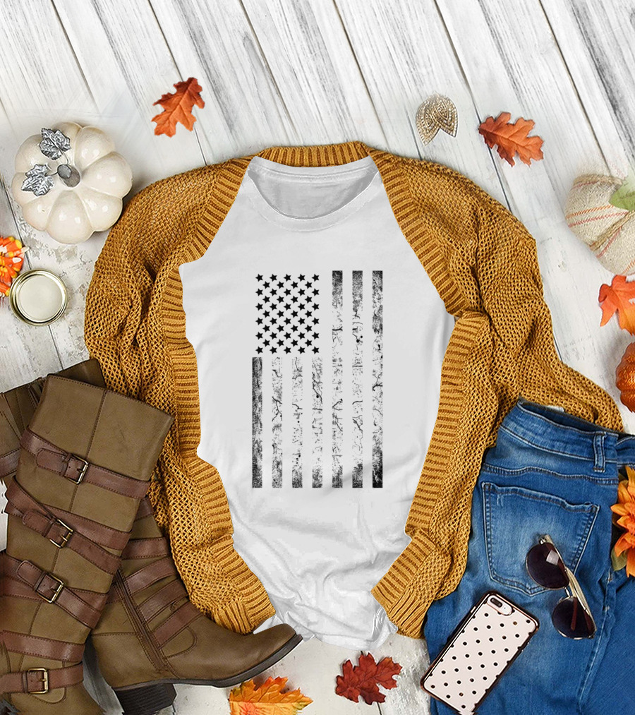 American Flag Distressed Army Edition Black Vintage Style Military T-Shirt