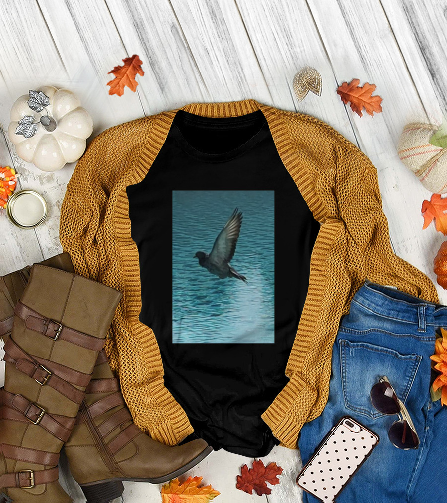 Flying Dove Over Blue Water T-Shirt