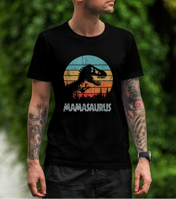 Mamasaurus Rex Vintage Retro Dinosaur Sunset T-Shirt