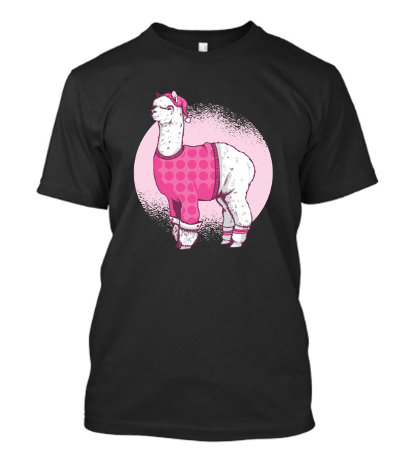Lama Schlafanzug Pyjama Nachthemd Schlafen Nacht Rosa Punkte Mütze T-Shirt