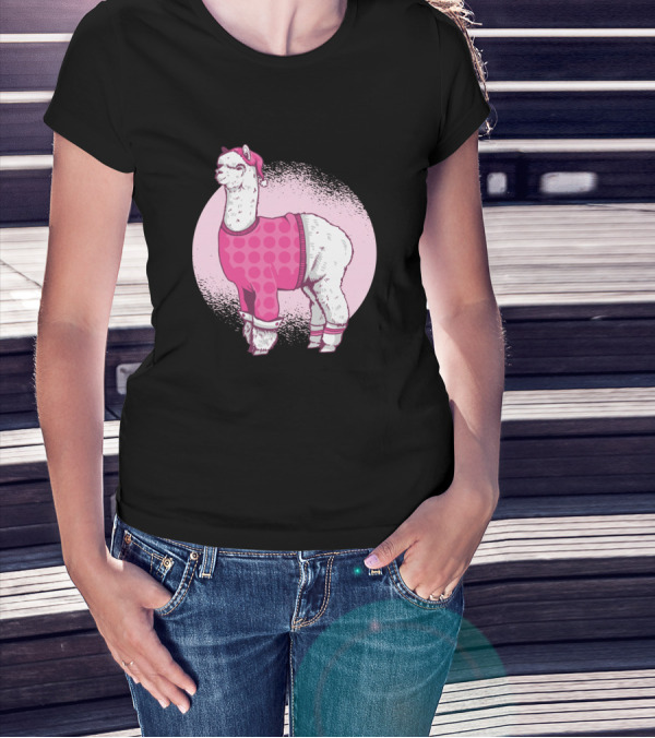 Lama Schlafanzug Pyjama Nachthemd Schlafen Nacht Rosa Punkte Mütze T-Shirt