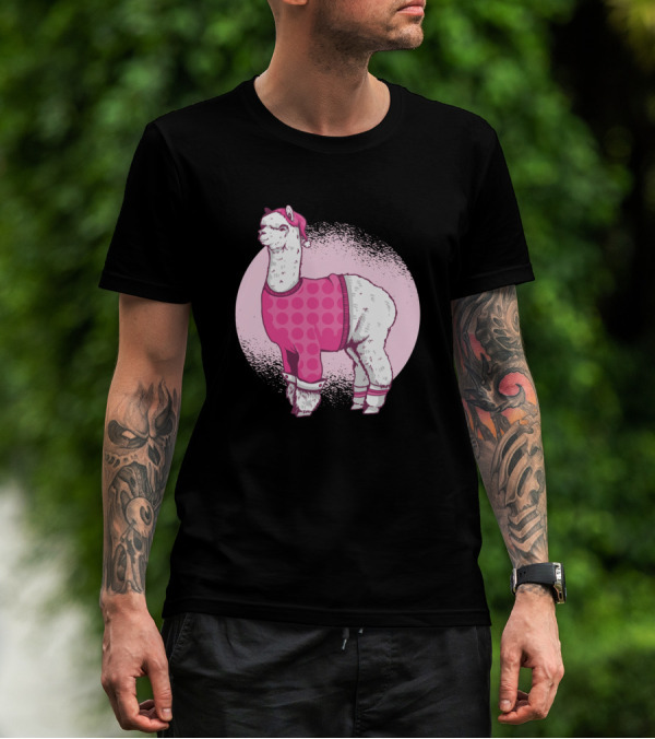 Lama Schlafanzug Pyjama Nachthemd Schlafen Nacht Rosa Punkte Mütze T-Shirt