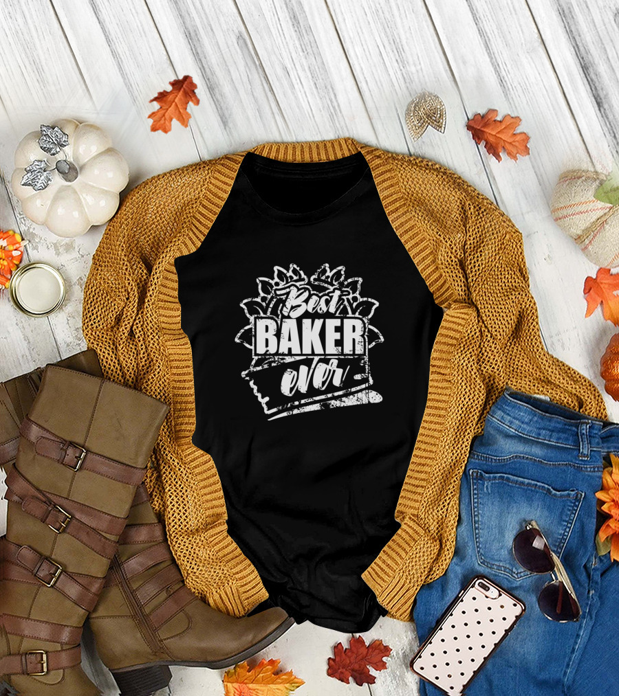 Best Baker Ever Retro Style Chef Hat Flourishes T-Shirt