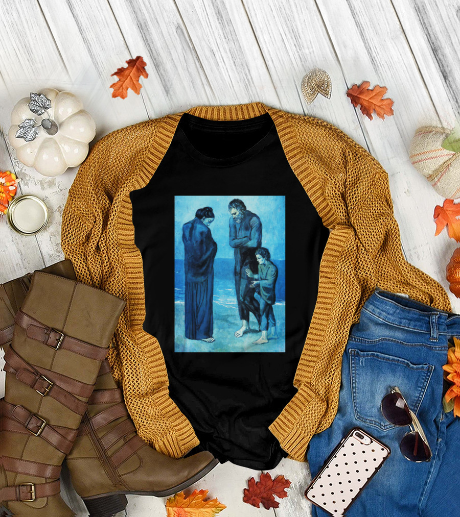 High Resolution Group Of Poor People By Pablo Picasso Blue Period Ocean Scene T-Shirt