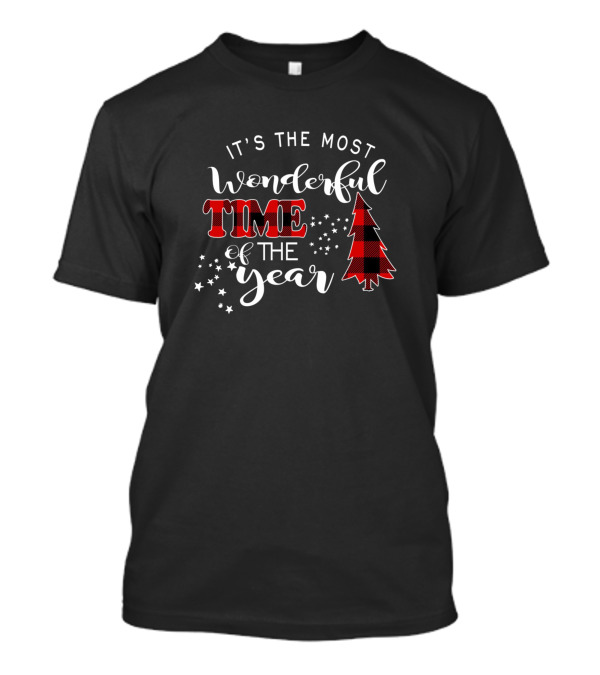 It's The Most Wonderful Time Of The Year With Plaid Christmas Tree And Stars T-Shirt