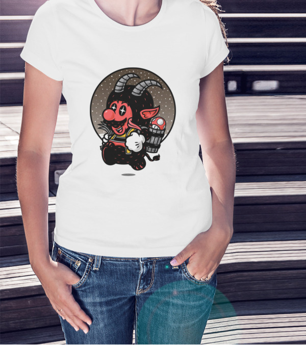 Krampus Jumps Super Mario Parody Mashup T-Shirt