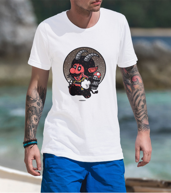Krampus Jumps Super Mario Parody Mashup T-Shirt