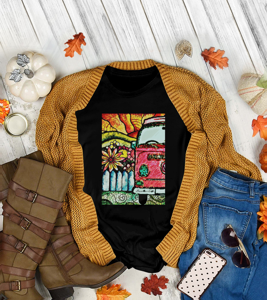 Beetle Bus Zen Garden Retro Floral Magic T-Shirt