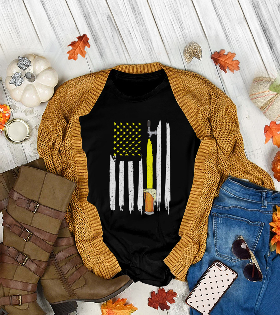 American Flag Beer Tap USA T-Shirt
