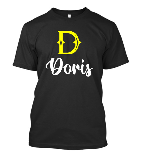 Doris D Icon With Script Name In Yellow And White T-Shirt