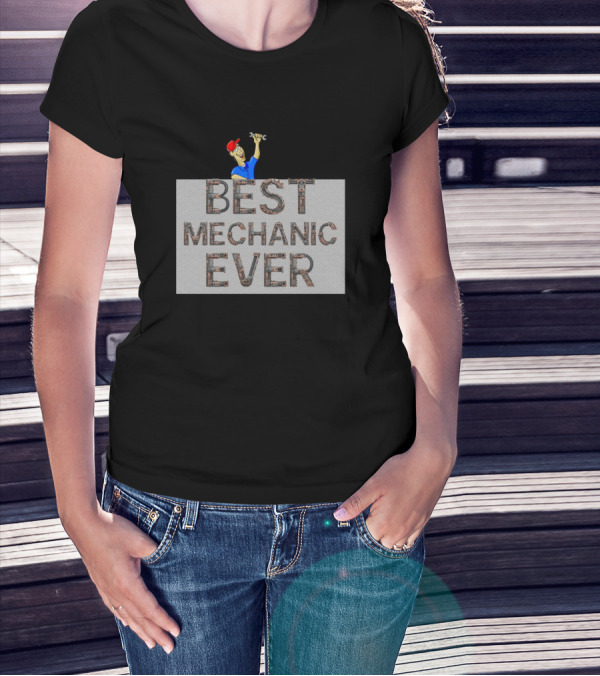 BEST MECHANIC EVER WRENCH HOLDING CARTOON CHARACTER T-Shirt