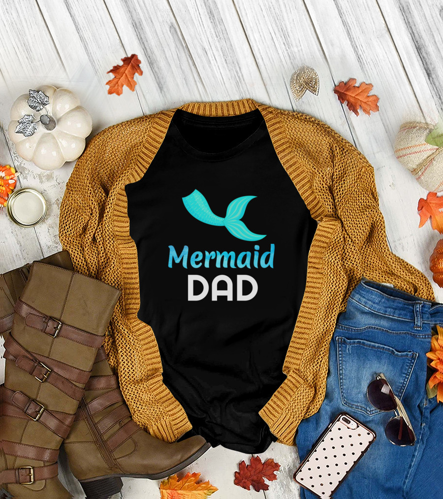 Mermaid Dad Blue Tail T-Shirt