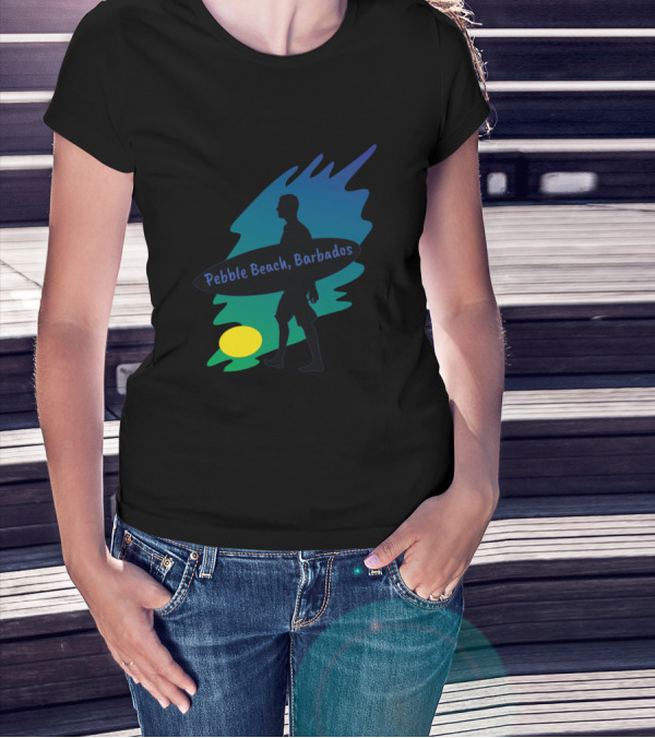 Pebble Beach Barbados Surfer Silhouette With Surfboard T-Shirt