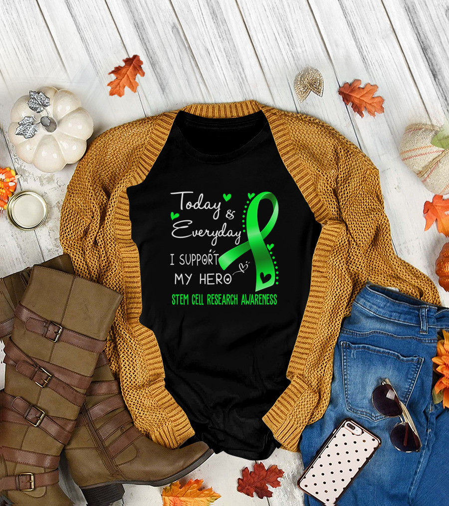 Today and Everyday I Support My Hero Stem Cell Research Awareness T-Shirt