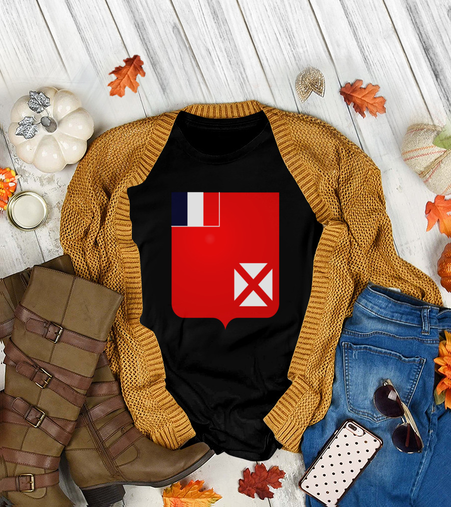 Wallis And Futuna Flag Coat Of Arms Symbol France Emblem T-Shirt