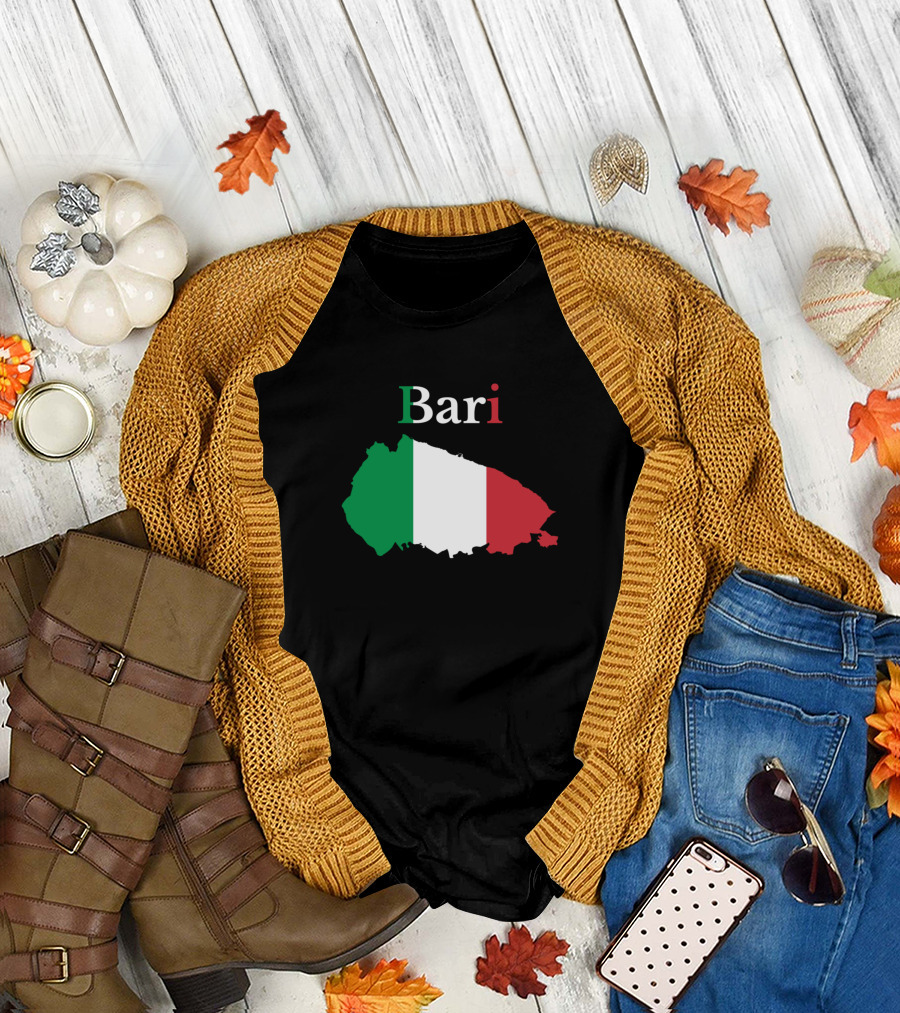 Bari Italy Map with Italian Flag Colors T-Shirt