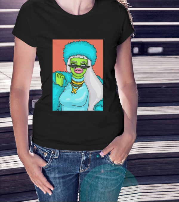 Boujee Green Character With Blue Fur And Chains T-Shirt
