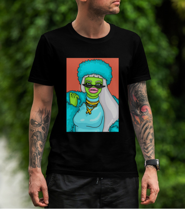 Boujee Green Character With Blue Fur And Chains T-Shirt