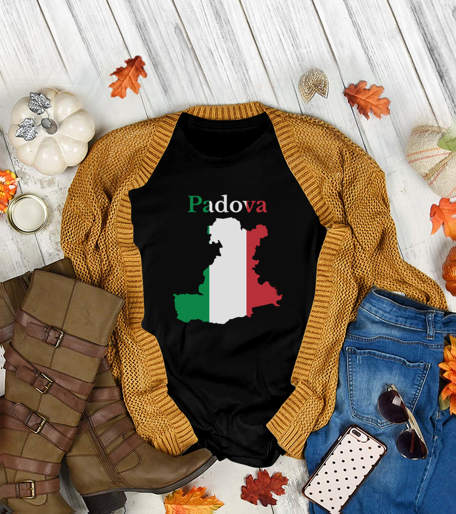 Padova Italy Map with Italian Flag Colors T-Shirt